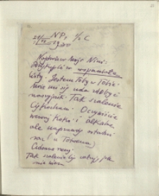 Listy Stanisława Ignacego Witkiewicza do żony Jadwigi z Unrugów Witkiewiczowej. List z 21.07.1930.