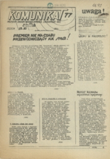 Komunikat Prezydium Zarządu Regionu Pomorza Zachodniego NSZZ "Solidarność". 1981 nr 77