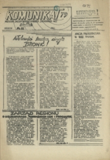 Komunikat Prezydium Zarządu Regionu Pomorza Zachodniego NSZZ "Solidarność". 1981 nr 79