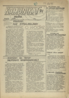 Komunikat Prezydium Zarządu Regionu Pomorza Zachodniego NSZZ "Solidarność". 1981 nr 91