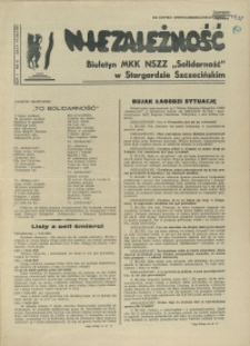 Niezależność : biuletyn informacyjny NSZZ "Solidarność" w Stargardzie Szczecińskim. 1981 nr 8