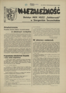 Niezależność : biuletyn informacyjny NSZZ "Solidarność" w Stargardzie Szczecińskim. 1981 nr 18