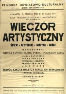 [Afisz. Inc.:] Wieczór Artystyczny