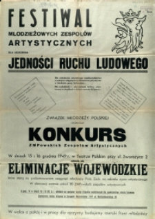 [Afisz. Inc.:] Festiwal Młodzieżowych Zespołów Artystycznych