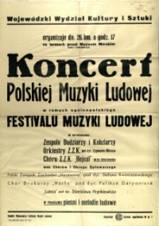 [Afisz. Inc.:] Koncert Polskiej Muzyki Ludowej