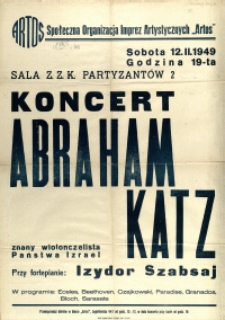 [Afisz. Inc.:] Koncert Abraham Katz
