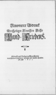 Renovirter Abdruck Des Heiligen Römischen Reichs Land-Friedens
