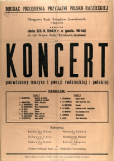 [Afisz. Inc.:] Koncert poświęcony muzyce i piosence radzieckiej i polskiej