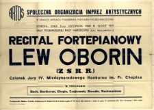 [Afisz. Inc.:] Recital fortepianowy Lew Oborin