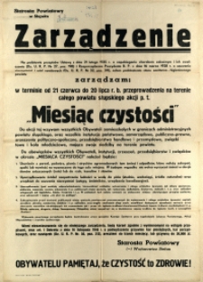 [Afisz] Zarządzenie : [Miesiąc czystości]