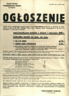 [Afisz] Ogłoszenie : [taryfa za gaz i taryfa tramwajowa]