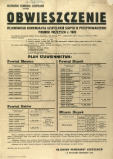 [Afisz] Obwieszczenie Rejonowego Komendanta Uzupełnień Słupsk o przeprowadzeniu poboru mężczyzn r. 1928