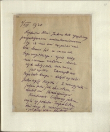 Listy Stanisława Ignacego Witkiewicza do żony Jadwigi z Unrugów Witkiewiczowej. List z 01.08.1930.