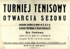 [Afisz] Turniej Tenisowy Otwarcia Sezonu