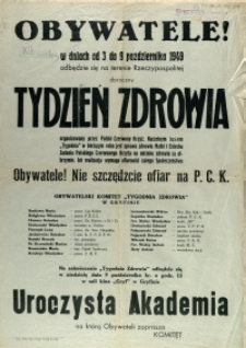 [Afisz] Obywatele! : [Tydzień Zdrowia]