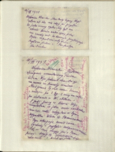 Listy Stanisława Ignacego Witkiewicza do żony Jadwigi z Unrugów Witkiewiczowej. List z 16.08.1931. List z 18.08.1931.