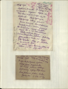 Listy Stanisława Ignacego Witkiewicza do żony Jadwigi z Unrugów Witkiewiczowej. List z 20.08.1931. Kartka pocztowa z 22.08.1931.