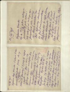 Listy Stanisława Ignacego Witkiewicza do żony Jadwigi z Unrugów Witkiewiczowej. List z 22.08.1931. List z 24.08.1931.