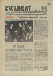 Kwadrat : dwutygodnik społeczno-zawodowy Krajowej Komisji Koordynacyjnej Pracowników Poligrafii NSZZ "Solidarność". 1981 nr 14