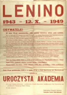 [Afisz] Lenino 1943 - 12.X.- 1949