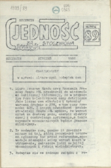 Jedność Stoczniowa : tygodnik NSZZ "Solidarność" Stoczni im. Warskiego. 1989 nr 89