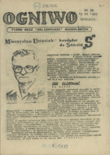 Ogniwo : pismo NSZZ "Solidarność" Budowlanych Region Pomorza Zachodniego. 1989 nr 28