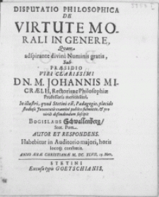 Disputatio Philosophica : De Virtute Morali In Genere