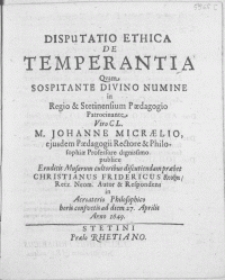 Disputatio Ethica De Temperantia [...]