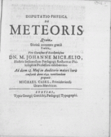 Disputatio Physica De Meteoris [...]