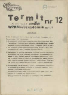 Termit : pismo NSZZ "Solidarność" WPKM w Szczecinie. 1986 nr 12