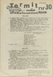 Termit : pismo NSZZ "Solidarność" WPKM w Szczecinie. 1988 nr 30