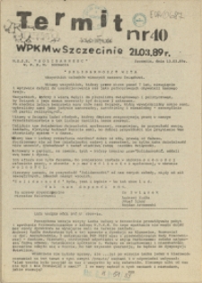 Termit : pismo NSZZ "Solidarność" WPKM w Szczecinie. 1989 nr 40