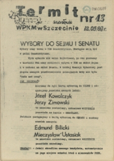 Termit : pismo NSZZ "Solidarność" WPKM w Szczecinie. 1989 nr 43