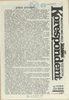 Korespondent : biuletyn MKO NSZZ "Solidarność" Szczecin. 1989 nr 7-8