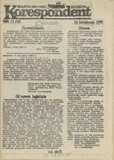 Korespondent : biuletyn MKO NSZZ "Solidarność" Szczecin. 1989 nr 11