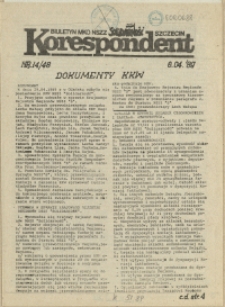 Korespondent : biuletyn MKO NSZZ "Solidarność" Szczecin. 1989 nr 14