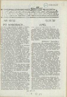 Korespondent : biuletyn MKO NSZZ "Solidarność" Szczecin. 1989 nr 19