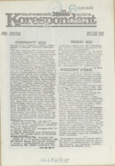 Korespondent : biuletyn MKO NSZZ "Solidarność" Szczecin. 1989 nr 20