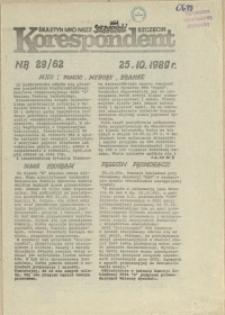 Korespondent : biuletyn MKO NSZZ "Solidarność" Szczecin. 1989 nr 29