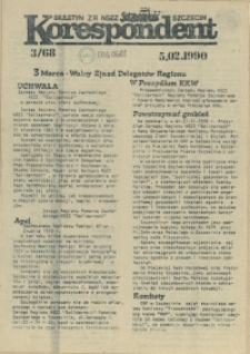 Korespondent : biuletyn MKO NSZZ "Solidarność" Szczecin. 1990 nr 3