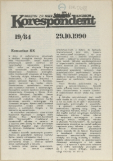 Korespondent : biuletyn MKO NSZZ "Solidarność" Szczecin. 1990 nr 19
