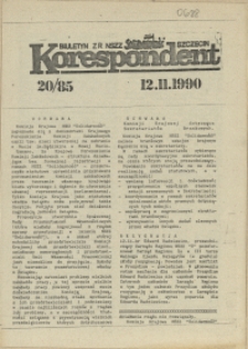 Korespondent : biuletyn MKO NSZZ "Solidarność" Szczecin. 1990 nr 20