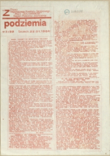 Z Podziemia : pismo Regionalnego Komitetu Związkowego NSZZ "Solidarność" Region Pomorze Zachodnie. 1984 nr 2