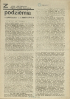 Z Podziemia : pismo Regionalnego Komitetu Związkowego NSZZ "Solidarność" Region Pomorze Zachodnie. 1985 nr 1