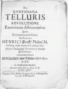 De Qvotidiana Telluris Revolutione Exercitatio Astronomica