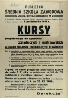 [Afisz. Inc.:] Publiczna Średnia Szkoła Zawodowa w Słupsku [...]