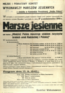 [Afisz. Inc.:] Miejski i Powiatowy Komitet Wykonawczy Marszów Jesiennych [...]