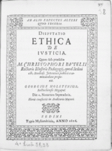 Disputatio Ethica De Iusticia
