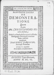 Disputatio Logica De Demonstratione