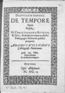 Disputatio physica de tempore